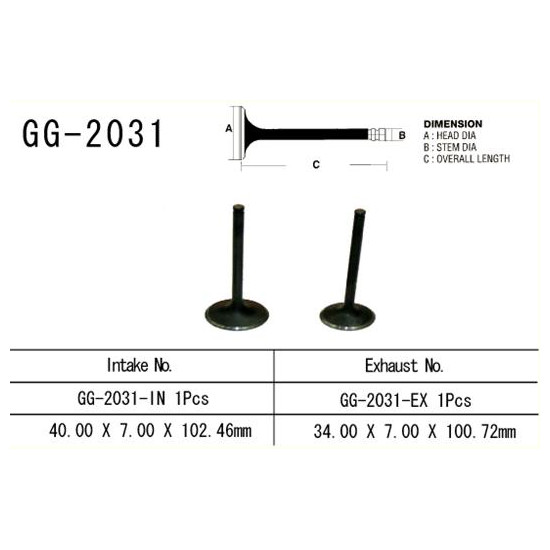 VESRAH intake valve YAMAHA YFM 450, KODIAK, GRIZZLY, WOLVERINE '03-14' (for 1 engine) (OEM: 5GH-12111-00) (1pc.) (MADE IN