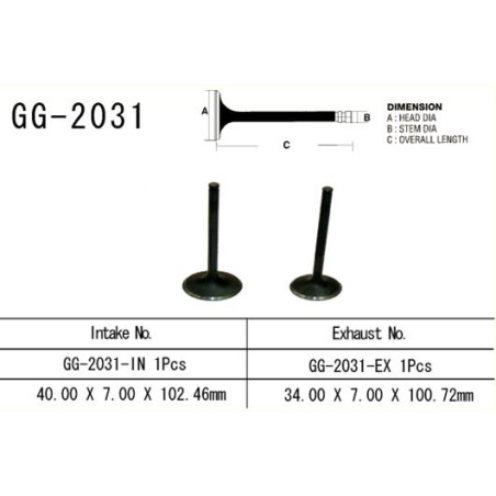 VESRAH intake valve YAMAHA YFM 450, KODIAK, GRIZZLY, WOLVERINE '03-14' (for 1 engine) (OEM: 5GH-12111-00) (1pc.) (MADE IN
