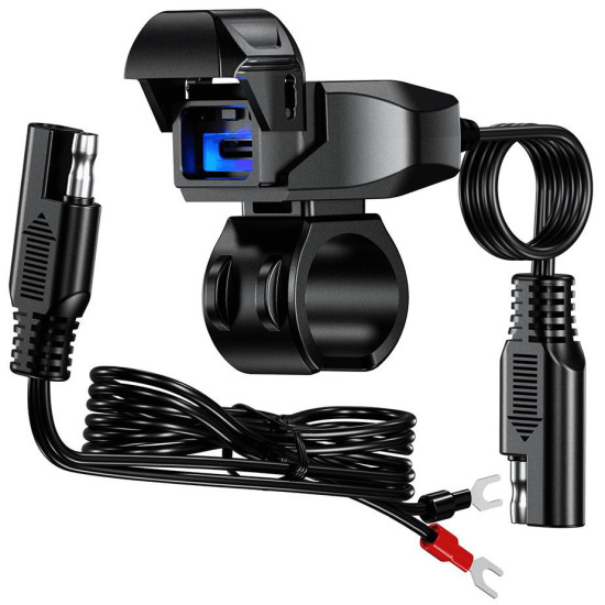 BIKETEC PROMOCJA MOTOCYKLOWE GNIAZDO USB QUICK CHARGE POWER DELIVERY MONTOWANE NA KIEROWNICĘ (ZŁĄCZE SAE) (EL) (K)