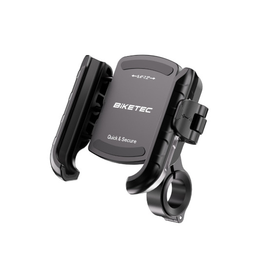 „BIKETEC PRO“ motociklo telefono laikiklis su antivibraciniu, greito užrakto, tvirtinamas prie vairo arba veidrodėlio.