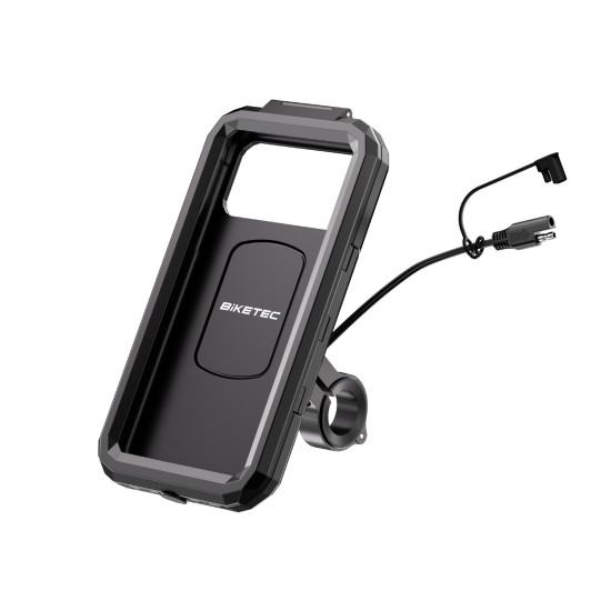 BIKETEC PRO ETUI WODOODPORNE Z UCHWYTEM NA TELEFON DUAL Z ŁADOWARKĄ INDUKCYJNĄ I USB-C MONTOWANE NA KIEROWNICĘ LUB LUSTE