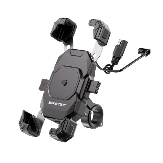 BIKETEC PRO UCHWYT MOTOCYKLOWY NA TELEFON DUAL Z ŁADOWARKĄ INDUKCYJNĄ I USB-C (EL)