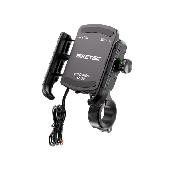 „BIKETEC PRO“ motociklo telefono laikiklis su „QC 3.0 USB-A“ įkrovikliu (EL)