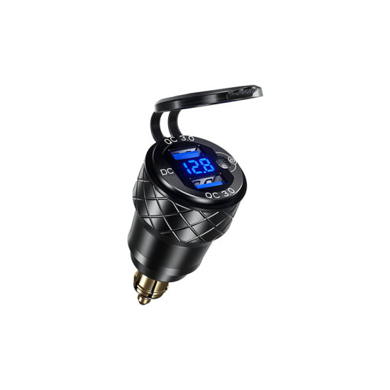 BIKETEC PRO MOTOCIKLO DIN LIZDAS 2X USB-A 3.0 SU VOLTMETRU BMW / TRIUMPH (EL)
