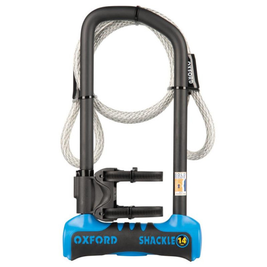 OXFORD apsaugos nuo vagystės spynos apkaba 14 PRO U formos spyna 320 mm x 177 mm mėlyna
