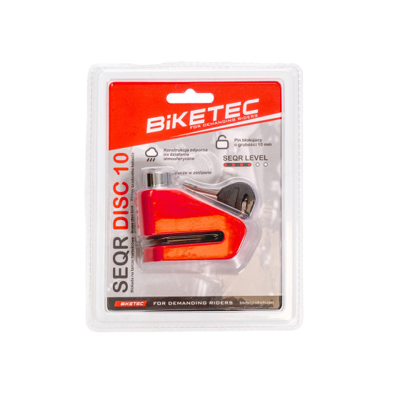 BIKETEC SEQR stabdžių disko užraktas - kaištis/smeigė 10 mm, 3 raktai