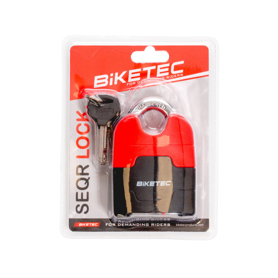 BIKETEC SEQR KŁÓDKA NA KLUCZ (ZESTAW 3 KLUCZY) ROZMIAR: 72MM, JARZMO 13MM