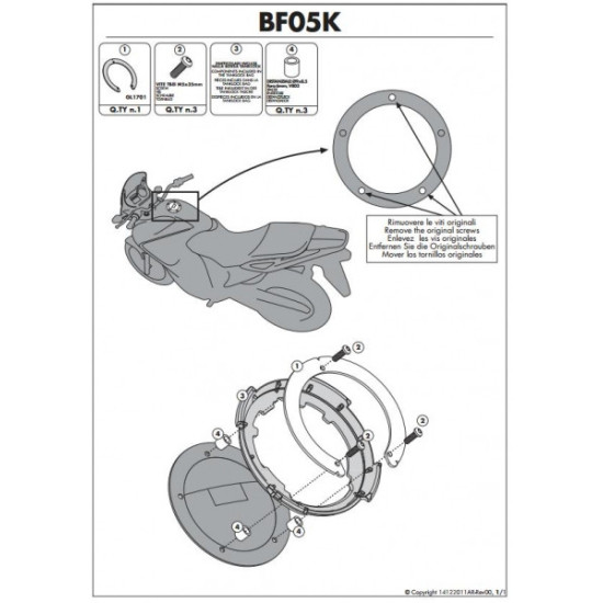 KAPPA TANKLOCK MONTAVIMAS YAMAHA / MV / CAGIVA / BENELLI