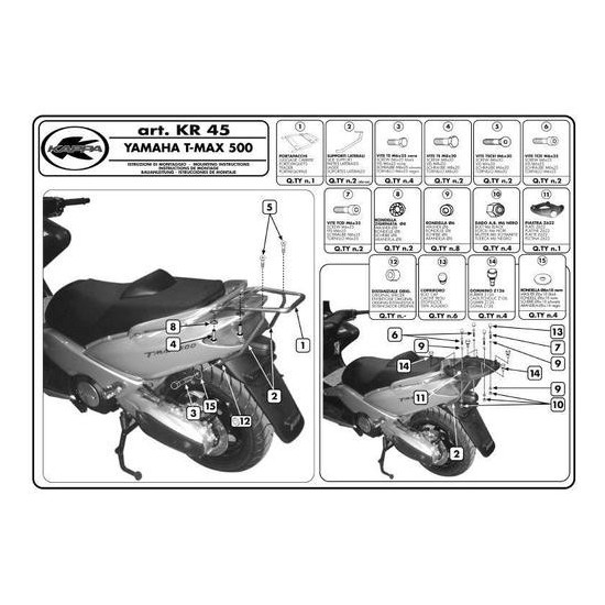 KAPPA STELAŻ KUFRA CENTRALNEGO YAMAHA T-MAX 500 (01-07) ( Z PŁYTĄ MONOKEY )