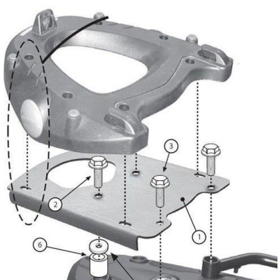 KAPPA STELAŻ KUFRA CENTRALNEGO BMW F 650GS (08-17), F 700GS (13-17), F 800GS (08-17), F 800 GS ADVENTURE (13-18) ( Z PŁY