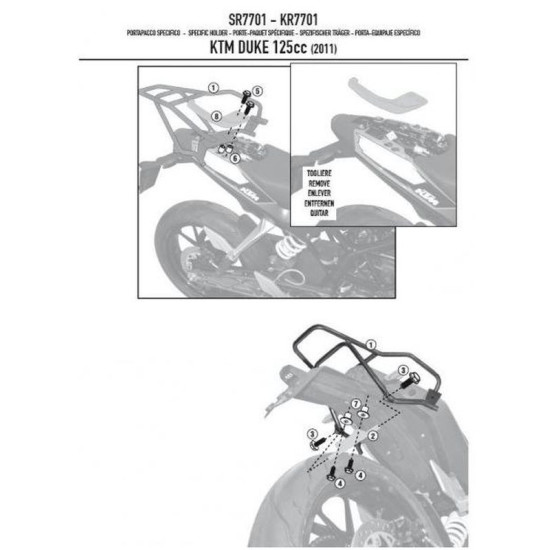 KAPPA STELAŻ KUFRA CENTRALNEGO KTM DUKE 125 / 300 / 390 (11-16) ( BEZ PŁYTY )