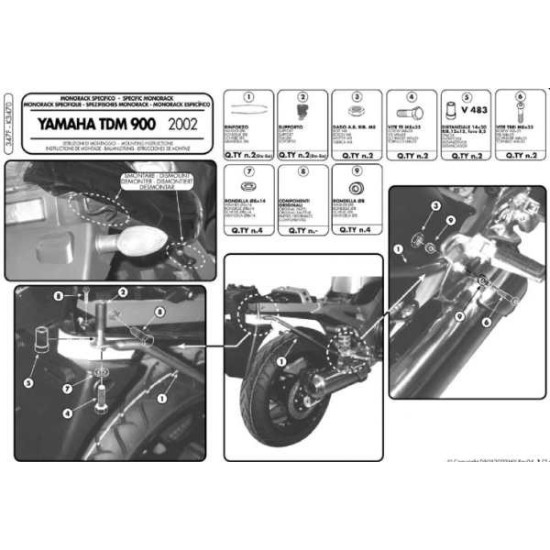 KAPPA VIRŠUTINIO DĖŽĖS RĖMAS YAMAHA TDM 900 (02-14) (BE PLOKŠTELĖS)