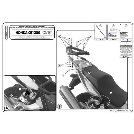 KAPPA VIRŠUTINIO DĖŽĖS RĖMAS HONDA CB 1300 / S (03-09) (BE PLOKŠTELĖS)