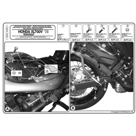 KAPPA MONOKEY ŠONINIS LAIKIKLIS HONDA XL 700V TRANSALP (08-13) - TAIP PAT TINKA MONOKEY K'MISSION ALIUMINIO LAIKIKLIUI