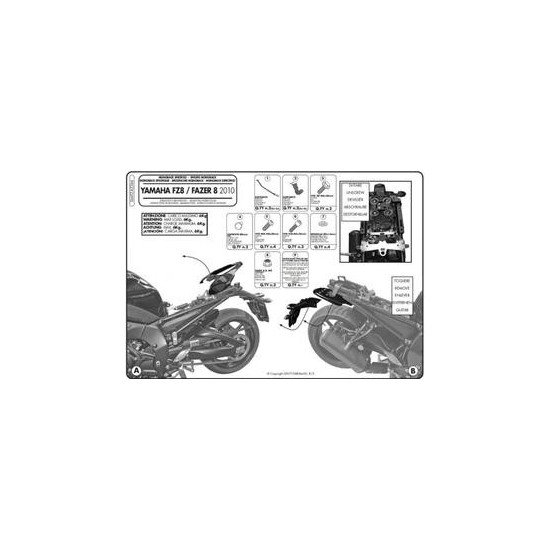 KAPPA VIRŠUTINIO DĖŽĖS RĖMAS YAMAHA FZ8 / FAZER 8 800 '10-'15 (BE PLOKŠTELĖS)