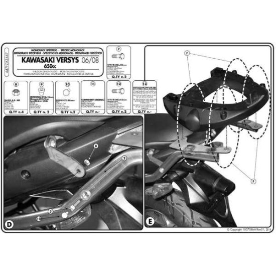 KAPPA VIRŠUTINIO DĖŽĖS RĖMAS KAWASAKI VERSYS 650 (06-09) (BE PLOKŠTELĖS)