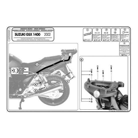 KAPPA STELAŻ KUFRA CENTRALNEGO SUZUKI GSX 1400 (02-09) ( BEZ PŁYTY )