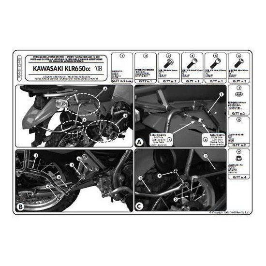KAPPA MONOKEY SIDE CASE RACK KAWASAKI KLR 650 Enduro (07-19) - ALSO FOR MONOKEY KMS K'MISSION ALUMINUM CASE