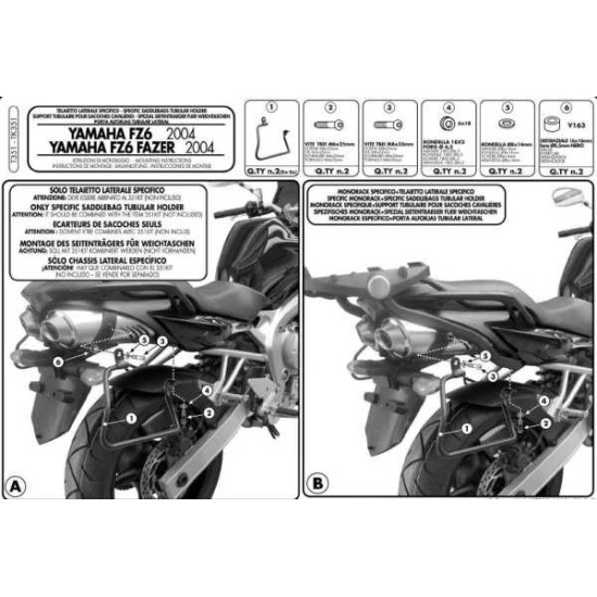 KAPPA ŠONINIŲ LAIKIKLIŲ DĖŽĖS YAMAHA FZ6 '04-'06