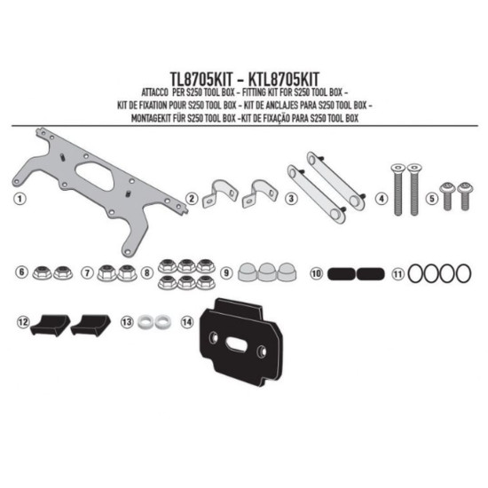„KAPPA“ įrankių dėžės tvirtinimo detalė KS250, skirta rėmams KLR6413, KL8703, KL8705, KLR4125