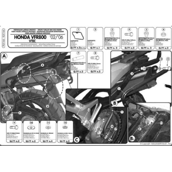 KAPPA MONOKEY ŠONINIS LAIKIKLIS HONDA VFR 800 '02-'11 - TIK K33N K'ROAD LAIKIKLIUI
