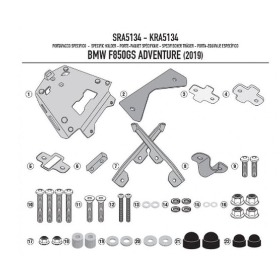 KAPPA VIRŠUTINIO LAGAŽINIO RĖMAS BMW F 850 / 900GS Adventure (19-25) ALIUMINIO MONOKEY