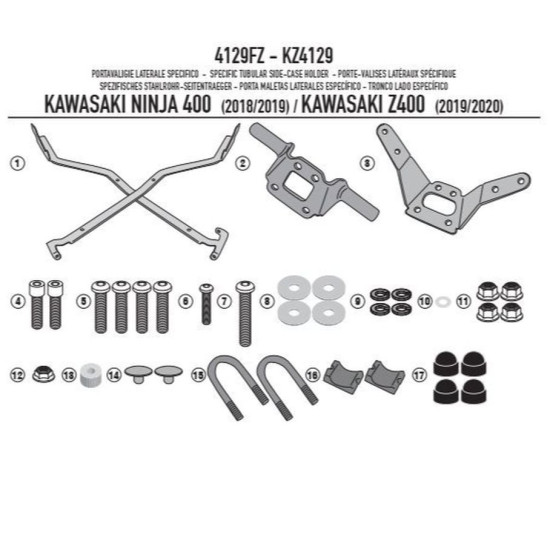 KAPPA VIRŠUTINIO DĖŽĖS LAIKIKLIS KAWASAKI NINJA 400 (18-22) Z 400 (19-22) (BE PLOKŠTELĖS)