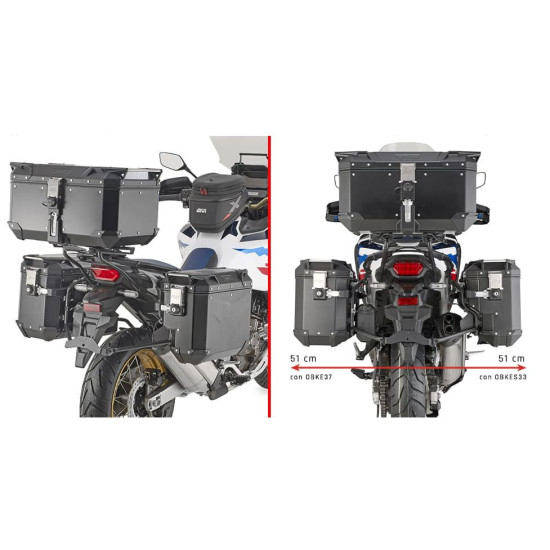 KAPPA ŠONINIO DĖŽĖS LAIKIKLIS, MONOKEY, PASKIRSTYMO MECHANIZMAS, PUSĖ HONDA CRF 1100 L AFRICA TWIN '20-'25 / ADVENTURE S