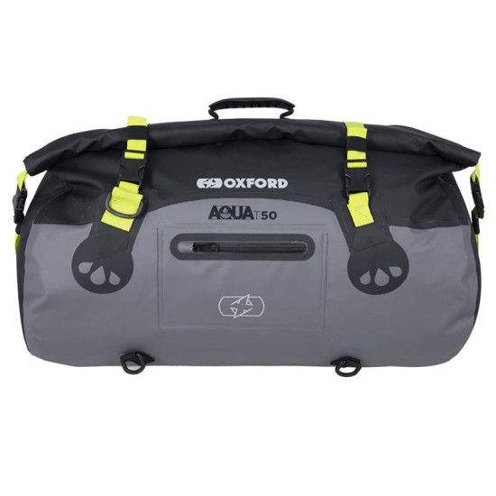 OXFORD BAG AQUA T-50 RITINĖLIS, VANDENIUI ATSPARUS, TALPA 50 L, SPALVA JUODA / PILKA / FLUO GELTONA