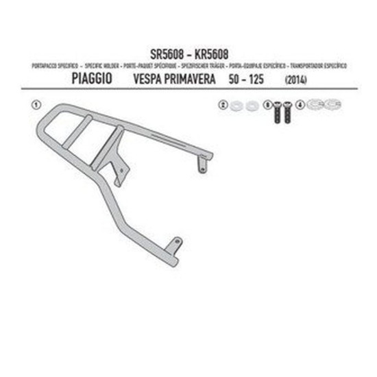 KAPPA VIRŠUTINIO DĖŽĖS RĖMAS PIAGGIO Vespa Primavera 50-125-150 (14-25), Vespa Sprint 50-125-150 (14-25) (BE PLOKŠTELĖS)