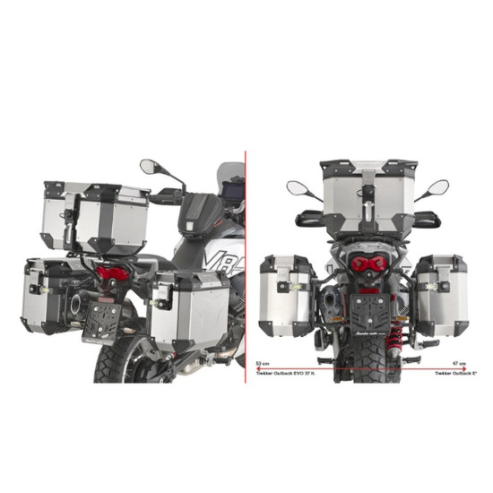 KAPPA ŠONINIS DĖŽUTĖS LAIKIKLIS MONOKEY KUMŠTELIO ŠONUI MOTO GUZZI V85 TT '24-'25, - KFR K'FORCE IR KVG K'VOYAGER ALIUMI