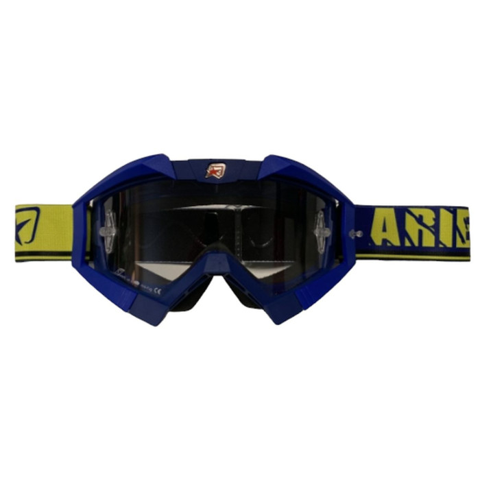 ARIETE GOGLE RIDING CROWS BASIC KOLOR GRANATOWY / NIEBIESKI / ŻÓŁTY, SZYBKA ANTI FOG, ANTI SCRATCH, UV, ROLL-OFF READY, 
