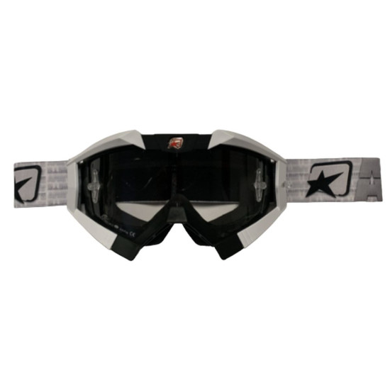ARIETE GOGLE RIDING CROWS BASIC KOLOR CZARNY / BIAŁY / SREBRNY, SZYBKA ANTI FOG, ANTI SCRATCH, UV, ROLL-OFF READY, GĄBKA