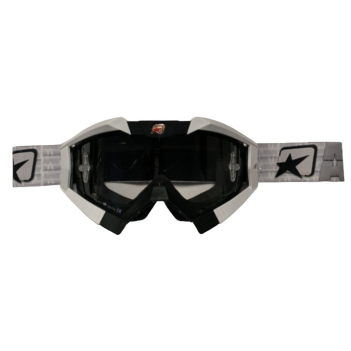 ARIETE GOGLE RIDING CROWS BASIC KOLOR CZARNY / BIAŁY / SREBRNY, SZYBKA ANTI FOG, ANTI SCRATCH, UV, ROLL-OFF READY, GĄBKA