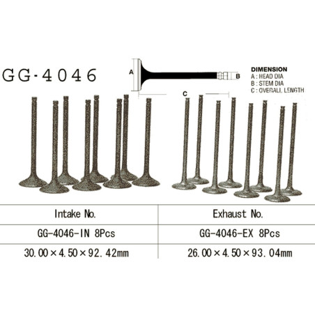 VESRAH Exhaust valve KAWASAKI ZX9R '98 -03, Z 1000A '03 -05 '(OEM: 12005-1256) (1pcs.) (MADE IN JAPAN)