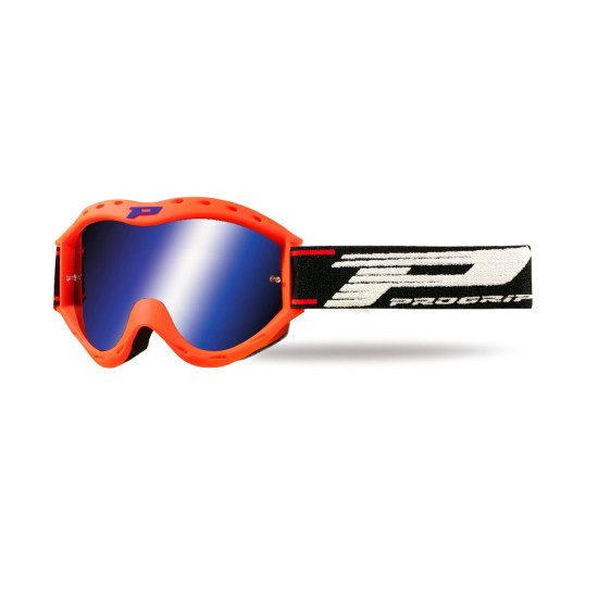 PROGRIP GOGLE PG3101-153 FL ATZAKI KID DZIECIĘCE KOLOR POMARAŃCZOWY FLUO (SZYBA PG3146 NIEBIESKA LUSTRZANA DWUWARSTWOWA,