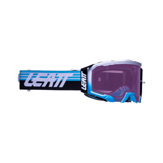 LEATT GOGGLE VELOCITY 5.5 IRIZ AKINIAI, MĖLYNI, VIOLETINIAI (78%) - SPALVA MĖLYNA / BALTA / JUODA, VEIDRODINIS LĘŠIS VIO