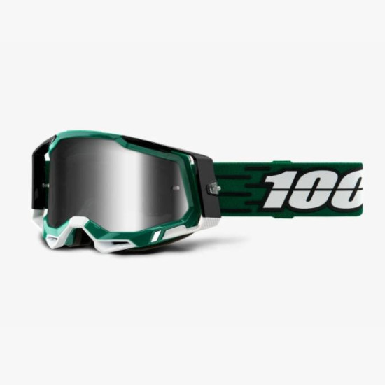 100 PROCENT WYPRZEDAŻ GOGLE RACECRAFT 2 MILORI - MIRROR SILVER LENS - KOLOR ZIELONY / CZARNY SZYBKA SREBRNE LUSTRO