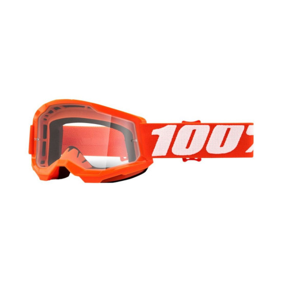 100 PROCENT GOGLE STRATA 2 YOUTH JUNIOR ORANGE - CLEAR LENS - KOLOR POMARAŃCZOWY / BIAŁY SZYBKA PRZEŹROCZYSTA