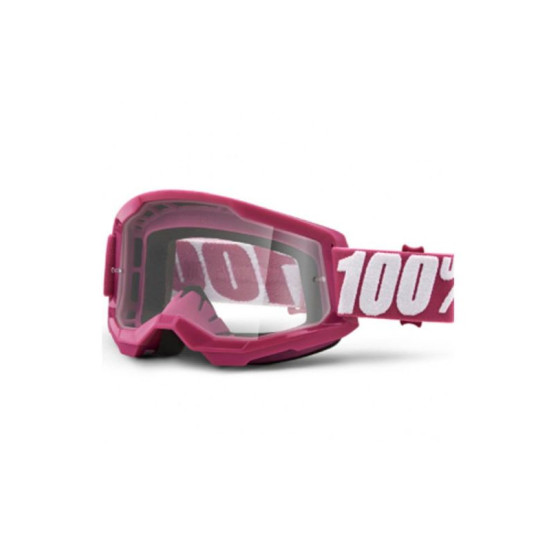 100 PROCENT GOGLE STRATA 2 YOUTH JUNIOR FLTETCHER - CLEAR LENS - KOLOR RÓŻOWY / BIAŁY SZYBKA PRZEŹROCZYSTA