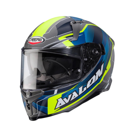 CABERG AKCIONARINIS UŽDARAS ŠALMAS AVALON X OPTIC SPALVA MATINIS PILKAS / MĖLYNAS / FLUO GELTONAS DYDIS M
