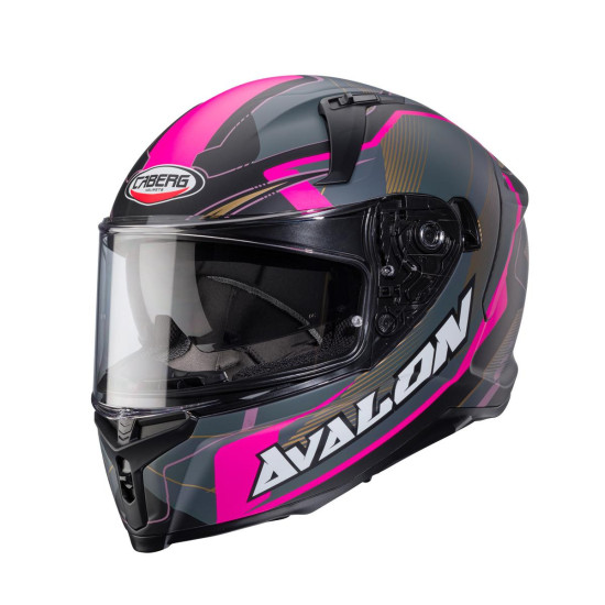CABERG AKCIONALINIS UŽDARAS ŠALMAS AVALON X OPTIC SPALVA MATINĖ JUODA / PILKA / FUKSIJOS (INTENSYVIAI ROŽINĖ ATSPALVIS) 