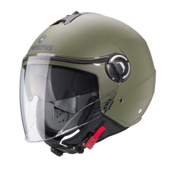 CABERG JET ATVIRAS ŠALMAS SU SKYDELIU, MODELIS RIVIERA V4X, VIENOS SPALVOS, MATINIS ŽALIAS - KARINĖS ŽALIOS SPALVOS, DYD