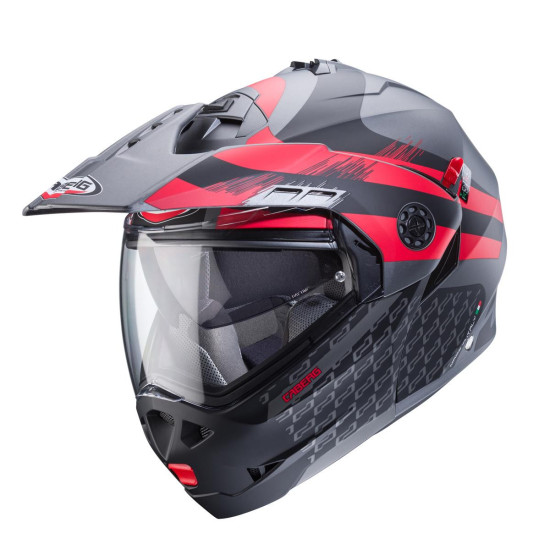 CABERG ATLENKIAMAS ENDURO ŠALMAS, MODELIS TOURMAX X SARABE, SPALVA MATINIS PILKAS / JUODA / RAUDONA, DYDIS M (SU PINLOCK