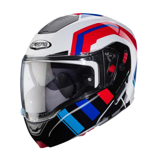 CABERG AKCIONALINIS ATLENKIAMAS ŠALMAS, MODELIS HORUS X ROAD, SPALVA BALTA / JUODA / RAUDONA / MĖLYNA, DYDIS M (SU PINLO