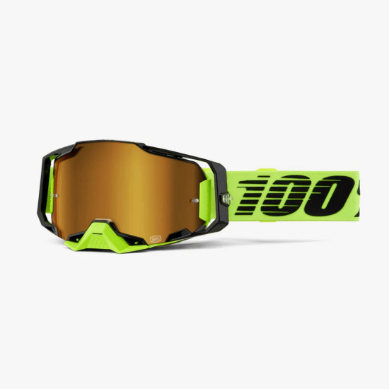 100 PERCENT ARMEGA NEON YELLOW AKINIAI - VEIDRODINIS AUKSINIS LĘŠIS - SPALVA FLUO GELTONA / JUODA AUKSINIS VEIDRODINIS L