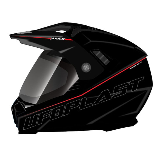 UFO ŠALMAS ARIES OFFROAD / DUAL / TOURER / CROSSOVER SU SKYDELIU, SKYDELIU NUO SAULĖS, JUODAS, S DYDIS (ECE 22R06)