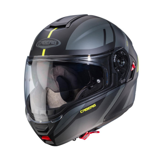 CABERG WYPRZEDAZ KASK SZCZĘKOWY FLIP-UP MODEL LEVO X MANTA KOLOR CZARNY MAT / SZARY / ŻÓŁTY FLUO ROZMIAR S (PINLOCK W ZE
