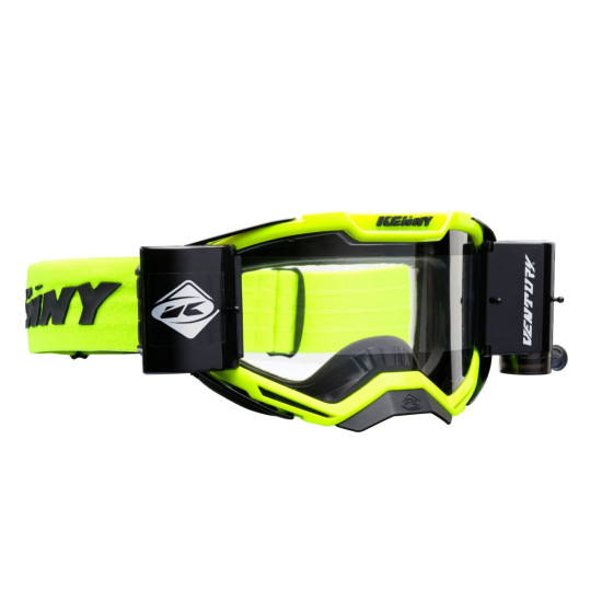 KENNY RACING GOGLE ROLL-OFF MODEL VENTURY KOLOR ŻÓŁTY FLUO / CZARNY SZYBA PRZEŻROCZYSTA