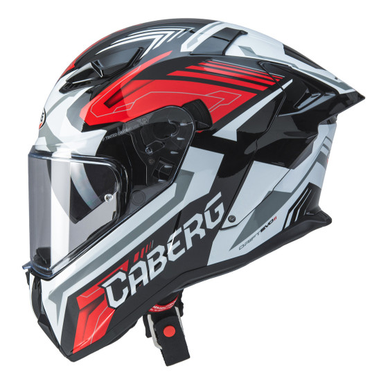 CABERG UŽDARAS ŠALMAS SU SKYDELIU, MODELIS DRIFT EVO II JARAMA, SPALVA JUODA / RAUDONA / BALTA, DYDIS M (SU PINLOCK UŽRA